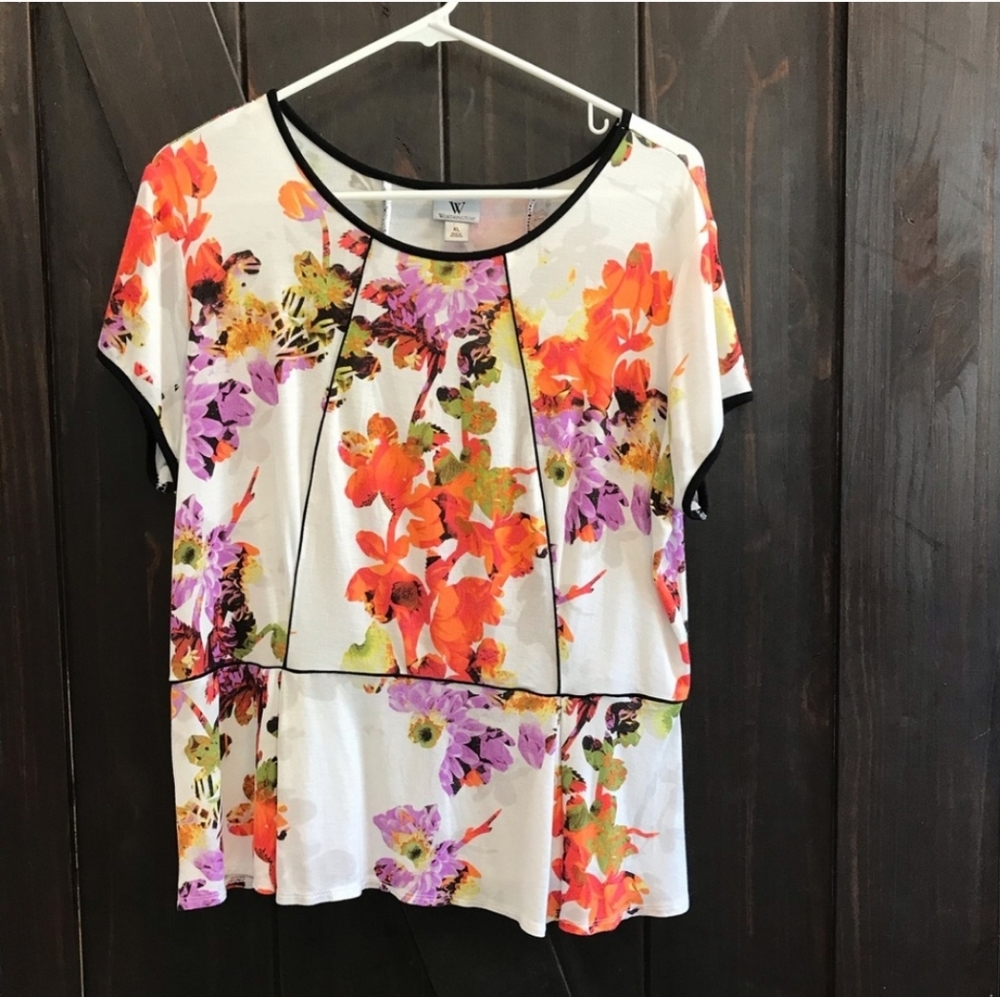 Worthington floral print top xl flare bottom